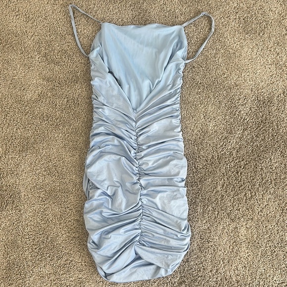 Light Blue Ruched Dress - Picture 2 of 2